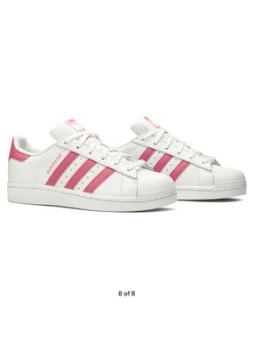 adidas Superstar J White with Pink Heel Tabs